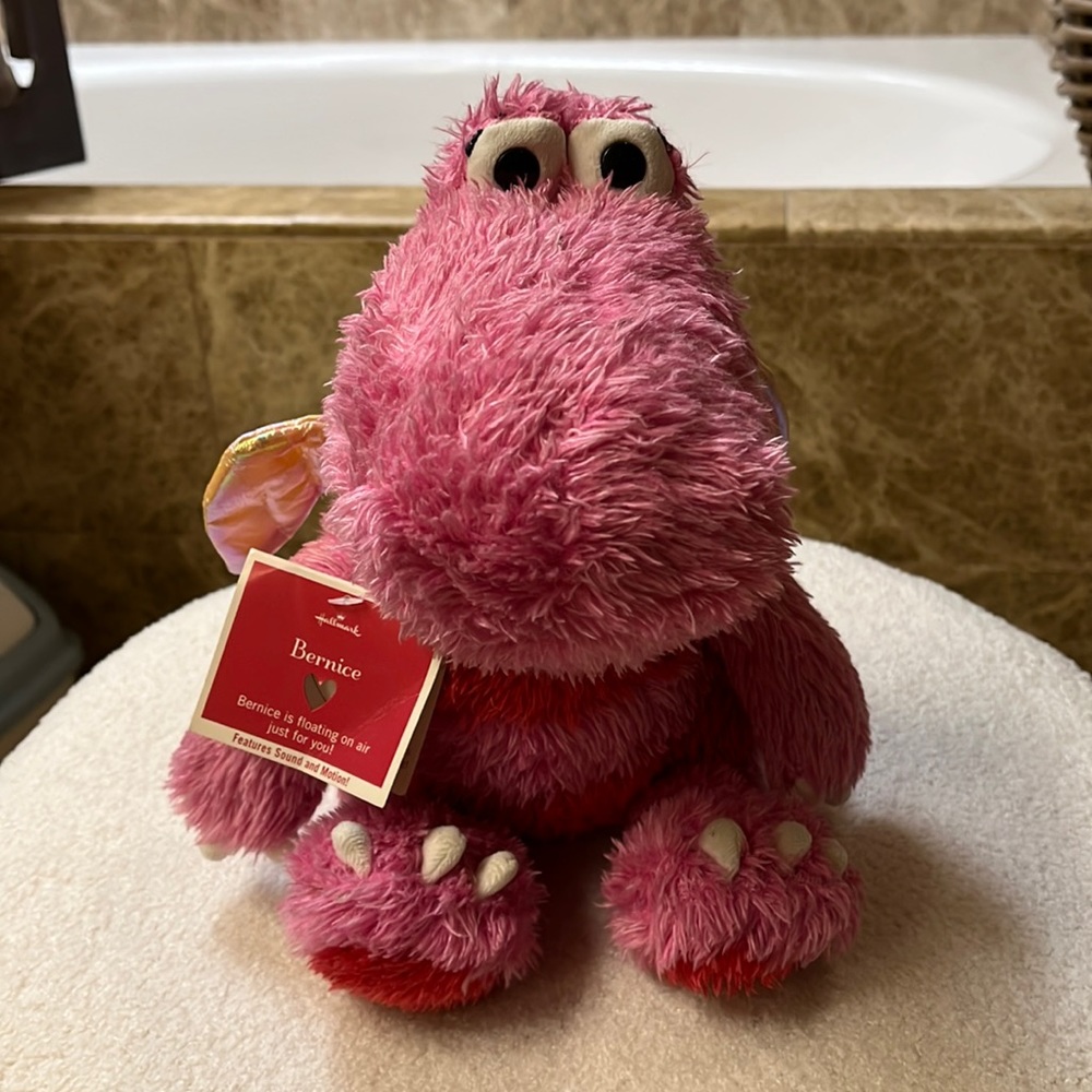 NWT Hallmark Bernice Pink Dragon plush animal with tag Valentine’s Day